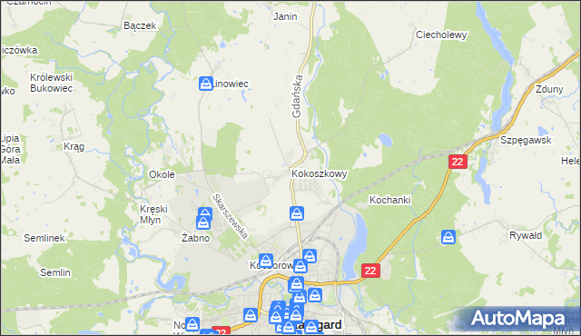 mapa Kokoszkowy, Kokoszkowy na mapie Targeo