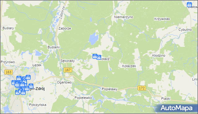 mapa Kołacz gmina Połczyn-Zdrój, Kołacz gmina Połczyn-Zdrój na mapie Targeo
