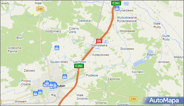 mapa Kołaczkowo gmina Szubin, Kołaczkowo gmina Szubin na mapie Targeo