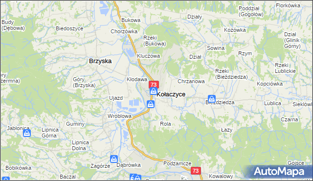 mapa Kołaczyce, Kołaczyce na mapie Targeo