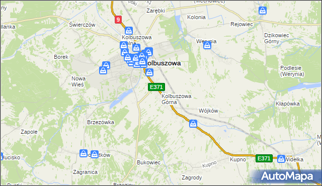 mapa Kolbuszowa Górna, Kolbuszowa Górna na mapie Targeo