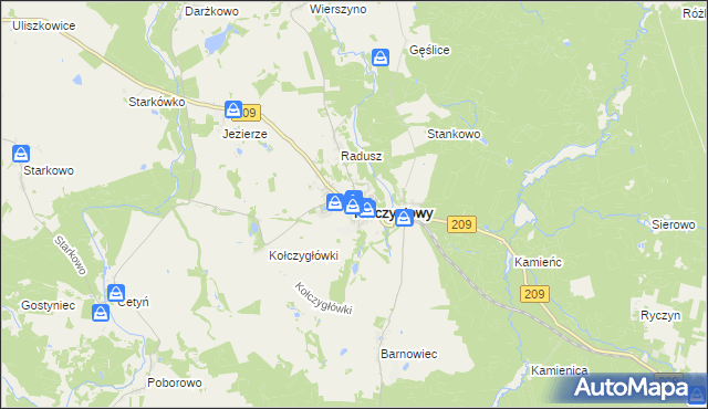 mapa Kołczygłowy, Kołczygłowy na mapie Targeo