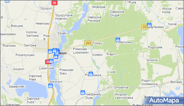 mapa Kolebki, Kolebki na mapie Targeo