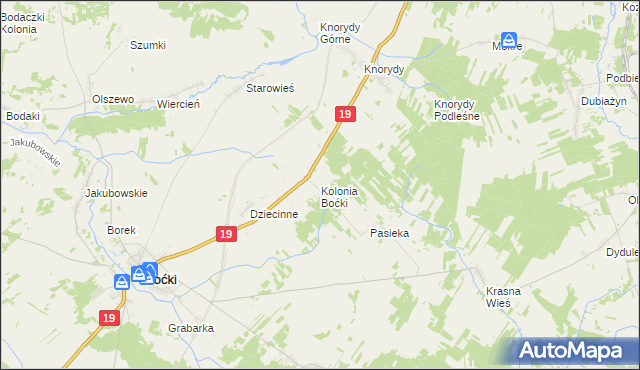 mapa Kolonia Boćki, Kolonia Boćki na mapie Targeo