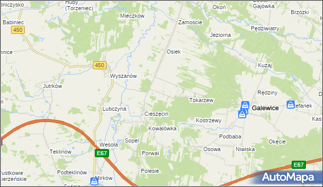 mapa Kolonia Osiek gmina Galewice, Kolonia Osiek gmina Galewice na mapie Targeo