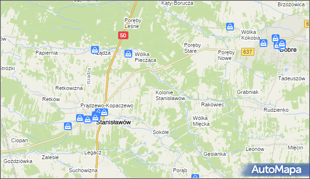 mapa Kolonie Stanisławów, Kolonie Stanisławów na mapie Targeo