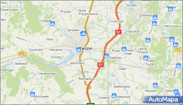 mapa Komorniki gmina Tarczyn, Komorniki gmina Tarczyn na mapie Targeo
