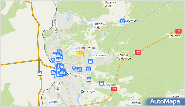 mapa Komorów gmina Gubin, Komorów gmina Gubin na mapie Targeo