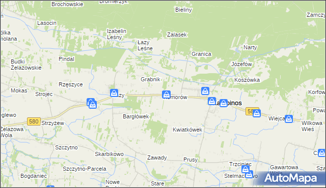 mapa Komorów gmina Kampinos, Komorów gmina Kampinos na mapie Targeo