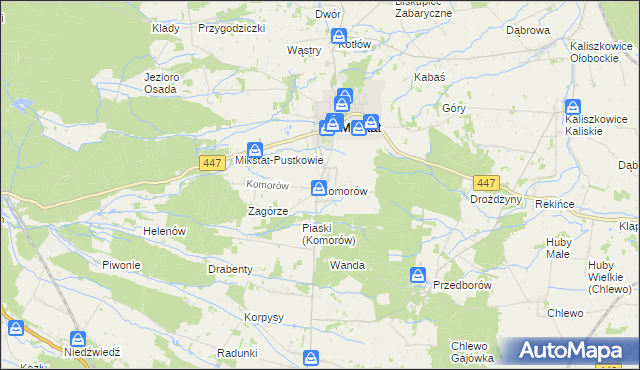 mapa Komorów gmina Mikstat, Komorów gmina Mikstat na mapie Targeo