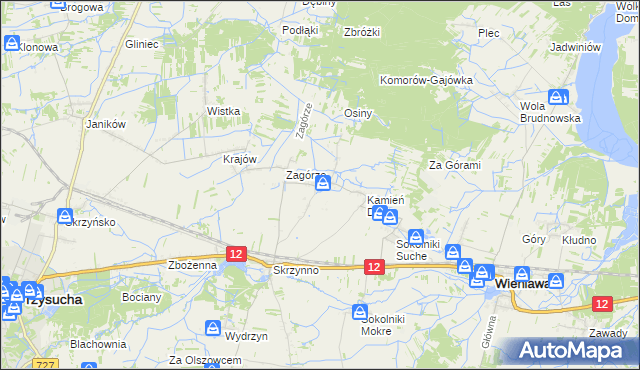 mapa Komorów gmina Wieniawa, Komorów gmina Wieniawa na mapie Targeo