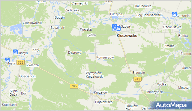 mapa Komparzów, Komparzów na mapie Targeo