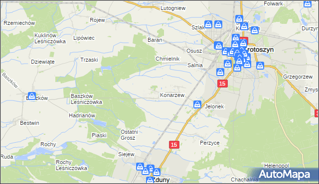 mapa Konarzew gmina Zduny, Konarzew gmina Zduny na mapie Targeo