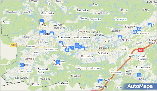 mapa Koniaków, Koniaków na mapie Targeo