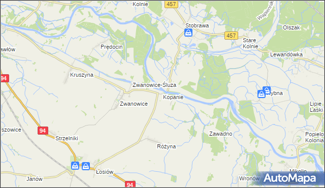 mapa Kopanie gmina Skarbimierz, Kopanie gmina Skarbimierz na mapie Targeo