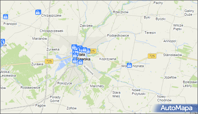 mapa Koprzywna, Koprzywna na mapie Targeo