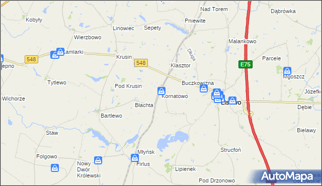 mapa Kornatowo, Kornatowo na mapie Targeo