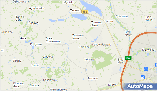 mapa Korobiec, Korobiec na mapie Targeo