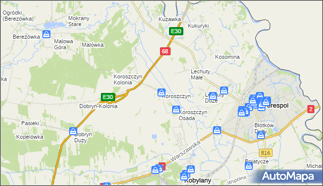 mapa Koroszczyn, Koroszczyn na mapie Targeo