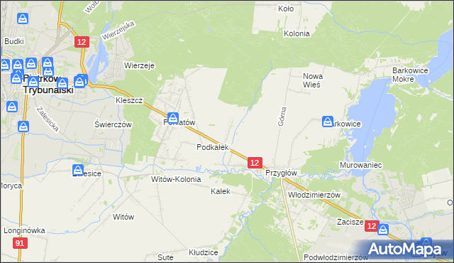 mapa Korytnica gmina Sulejów, Korytnica gmina Sulejów na mapie Targeo