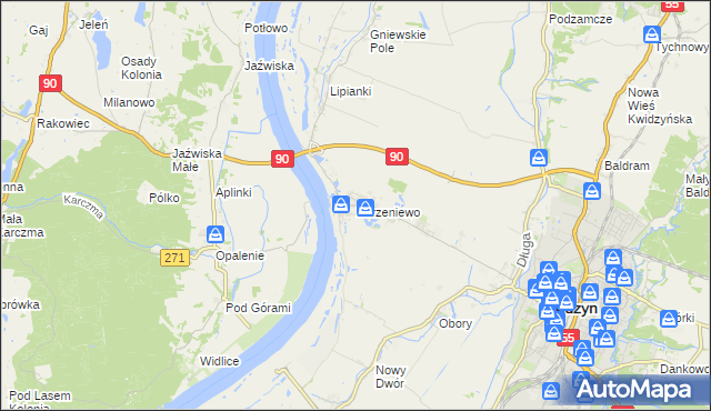 mapa Korzeniewo gmina Kwidzyn, Korzeniewo gmina Kwidzyn na mapie Targeo