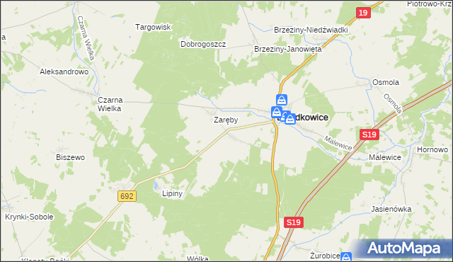 mapa Korzeniówka gmina Dziadkowice, Korzeniówka gmina Dziadkowice na mapie Targeo