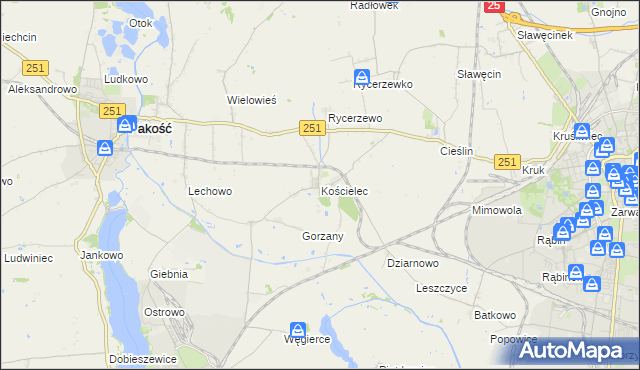 mapa Kościelec gmina Pakość, Kościelec gmina Pakość na mapie Targeo