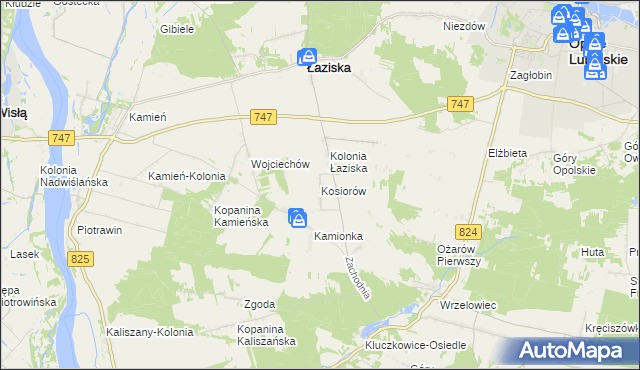 mapa Kosiorów gmina Łaziska, Kosiorów gmina Łaziska na mapie Targeo