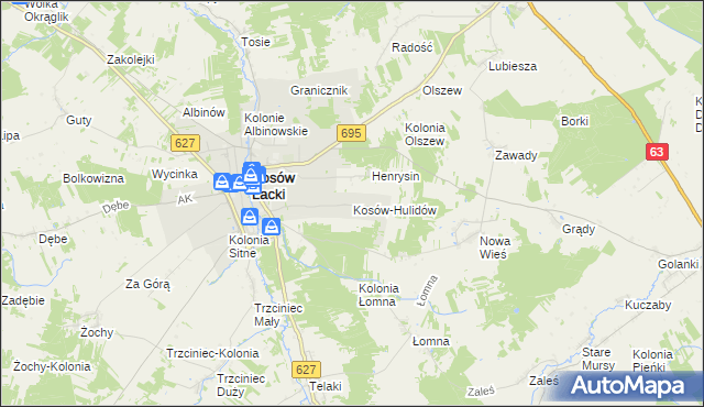 mapa Kosów-Hulidów, Kosów-Hulidów na mapie Targeo