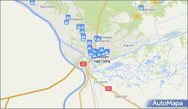 mapa Kostrzyn nad Odrą, Kostrzyn nad Odrą na mapie Targeo