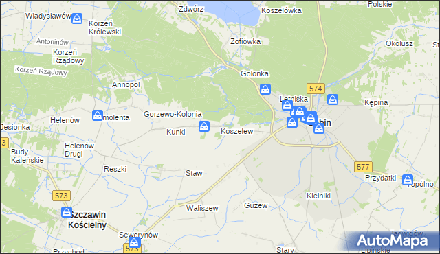 mapa Koszelew, Koszelew na mapie Targeo