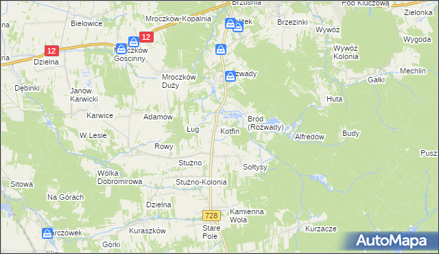 mapa Kotfin gmina Gielniów, Kotfin gmina Gielniów na mapie Targeo