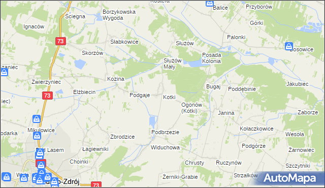mapa Kotki gmina Busko-Zdrój, Kotki gmina Busko-Zdrój na mapie Targeo