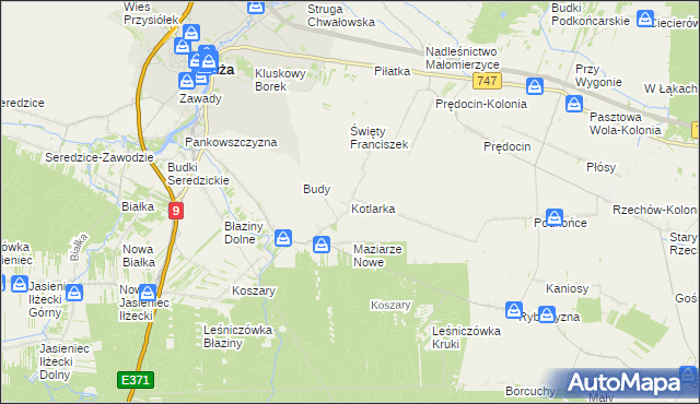 mapa Kotlarka gmina Iłża, Kotlarka gmina Iłża na mapie Targeo