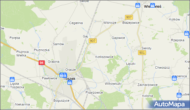 mapa Kotliszowice, Kotliszowice na mapie Targeo