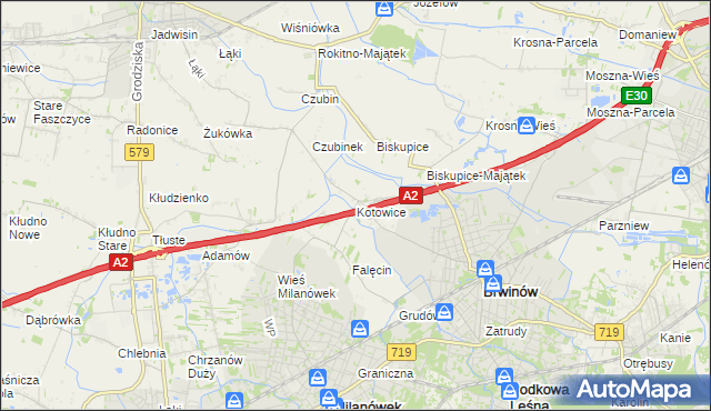 mapa Kotowice gmina Brwinów, Kotowice gmina Brwinów na mapie Targeo