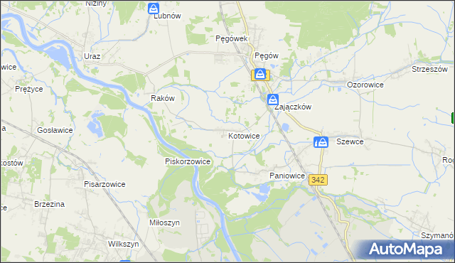 mapa Kotowice gmina Oborniki Śląskie, Kotowice gmina Oborniki Śląskie na mapie Targeo