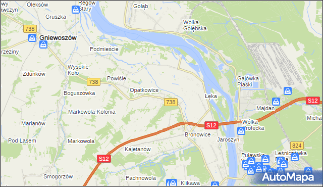 mapa Kowala gmina Puławy, Kowala gmina Puławy na mapie Targeo