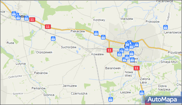 mapa Kowalew gmina Pleszew, Kowalew gmina Pleszew na mapie Targeo