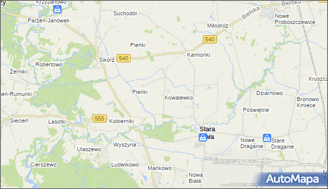 mapa Kowalewko gmina Stara Biała, Kowalewko gmina Stara Biała na mapie Targeo