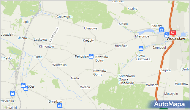 mapa Kowalów Dolny, Kowalów Dolny na mapie Targeo