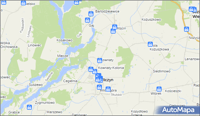 mapa Kownaty gmina Wilczyn, Kownaty gmina Wilczyn na mapie Targeo