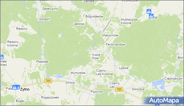 mapa Kozie Pole, Kozie Pole na mapie Targeo