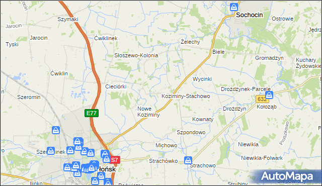mapa Koziminy-Stachowo, Koziminy-Stachowo na mapie Targeo
