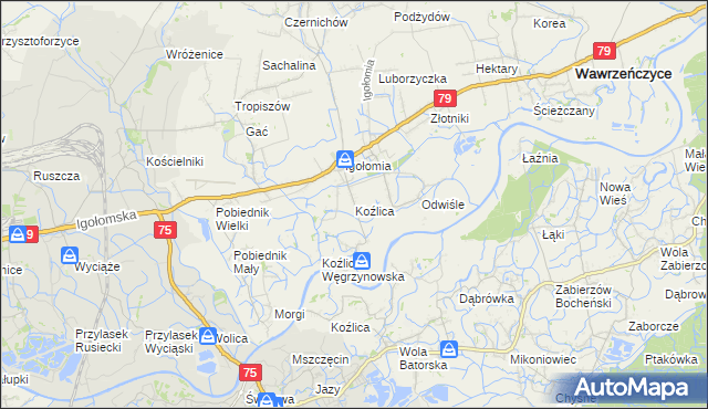 mapa Koźlica, Koźlica na mapie Targeo