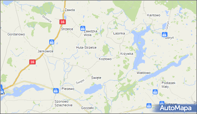 mapa Kozłowo gmina Łasin, Kozłowo gmina Łasin na mapie Targeo