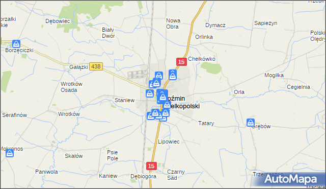 mapa Koźmin Wielkopolski, Koźmin Wielkopolski na mapie Targeo