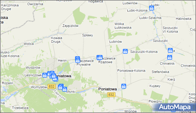 mapa Kraczewice Rządowe, Kraczewice Rządowe na mapie Targeo