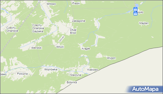 mapa Krągłe gmina Dubicze Cerkiewne, Krągłe gmina Dubicze Cerkiewne na mapie Targeo