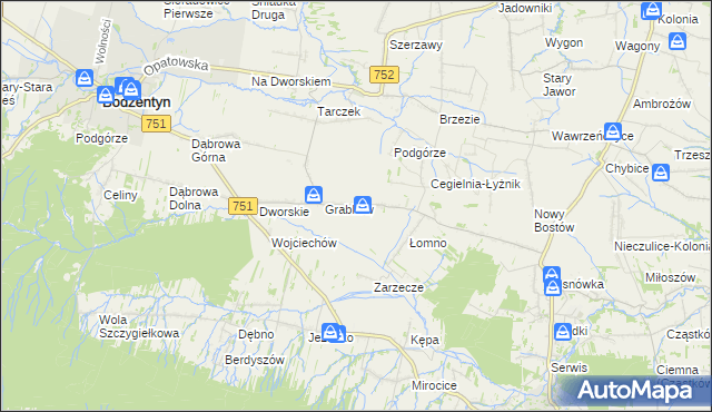 mapa Krajków gmina Pawłów, Krajków gmina Pawłów na mapie Targeo